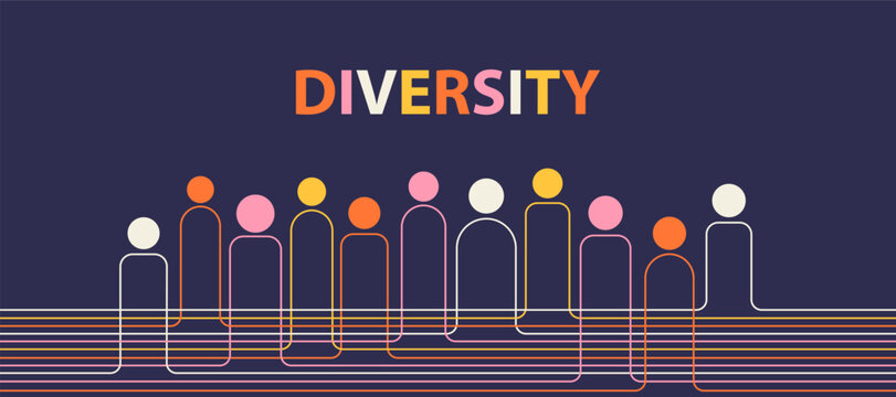 Diversity vector illustration, minimalism geometry design, color banner, poster