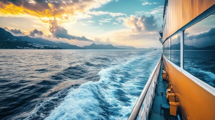 Fototapeta premium Sunset Cruise Ship Sailing