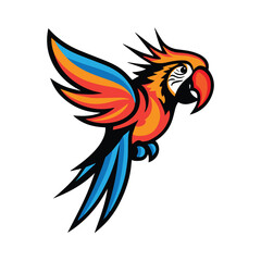 Vector illustration art parrot with bright colorful feathers