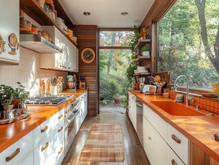 Modern Kitchen with Orange Cabinets