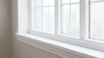 Fototapeta premium Wiping down window sills and frames, keeping them free of dust and grime