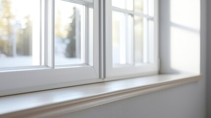 Fototapeta premium Wiping down window sills and frames, keeping them free of dust and grime
