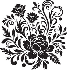 Black floral silhouette for monogram design vector, Silhouette Flower collection, silhouette flower vector
