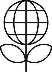 Line art illustration of a globe growing from a plant, conveying the concept of environmental sustainability