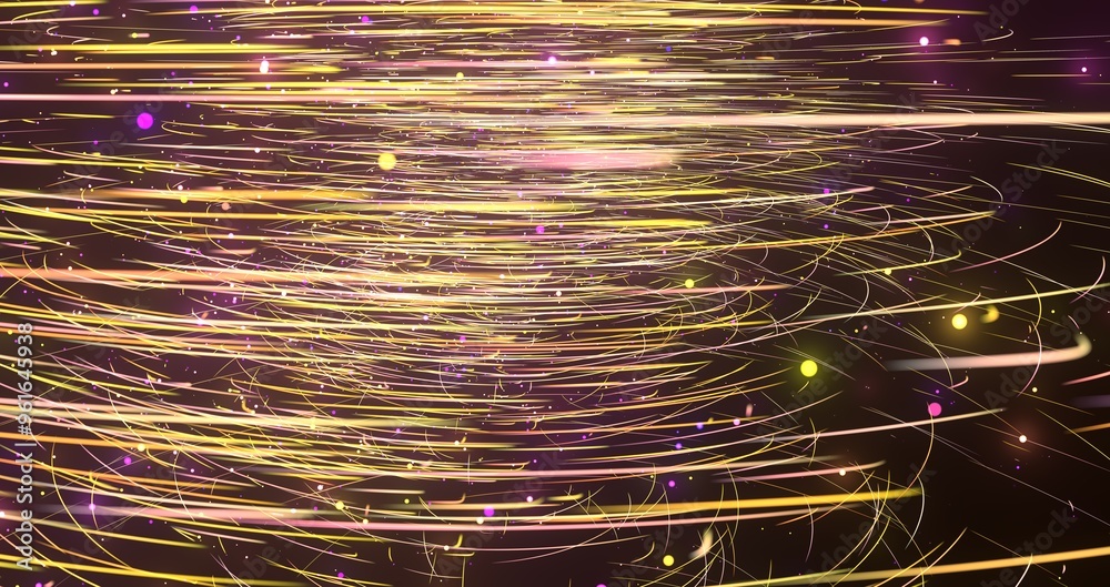 Poster flying inside digital data tunnel.