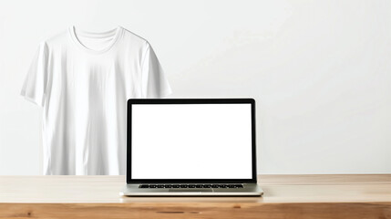 Big t-shirt mockup with laptop screen