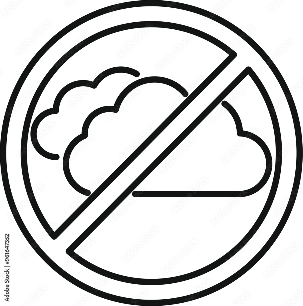 Poster simple vector showing a crossed out cloud, symbolizing no cloud computing allowed