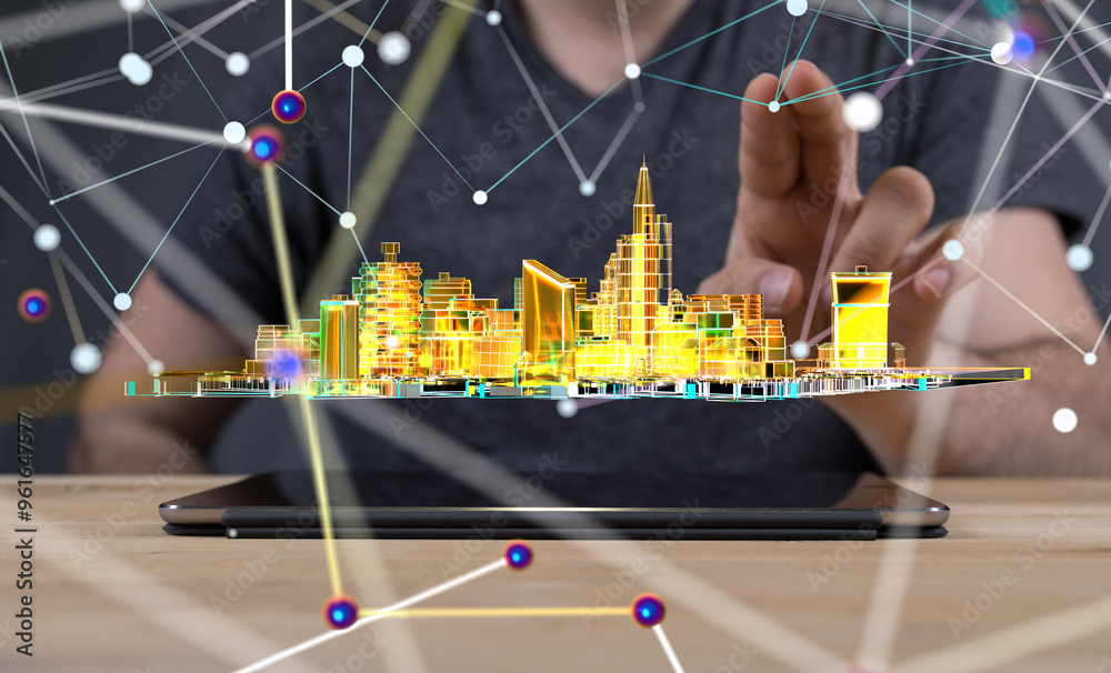 Aufkleber conference digital network and data concept 3d