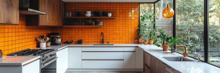 Modern Kitchen with Island and Tiled Backsplash