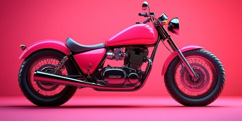 Pink Motorcycle Display, Design Concept Illustration