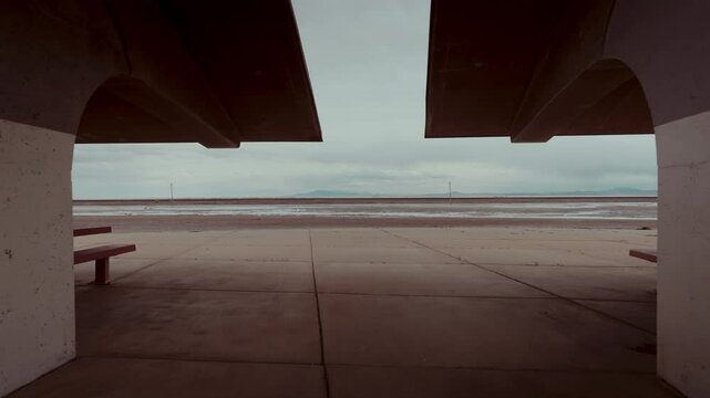 Empty concrete place in the desert.