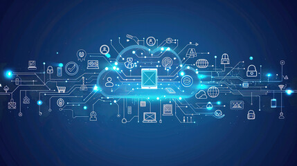 Fototapeta premium Illustration of cloud computing for digital information technology web