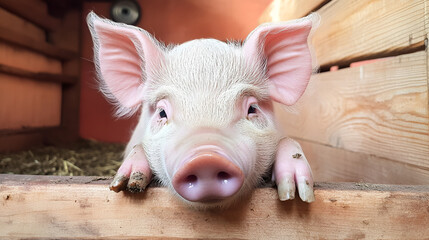 pig young cute animal breed business domestic farm fence food hog investment mammal meat nose money box baby pink pork snout swine agriculture lovely small