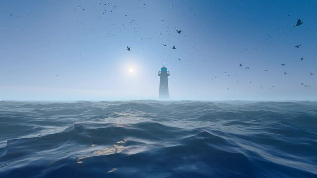Night Sets Temporary Sea Lighthouse.