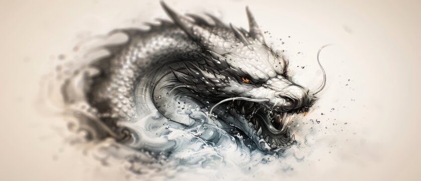 its body largely white, orange eyes contrasting, a white foreground of water