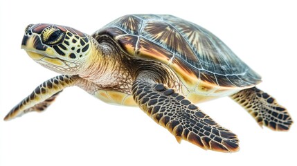 Obraz premium Vivid Turtle on White Background