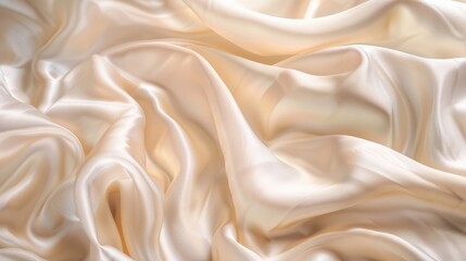 Fototapeta premium Abstract silk fabric background with horizontal texture and white, beige, and pearl tones.
