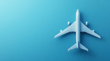 A blue background with a 3D airplane, perfect for advertising air travel.