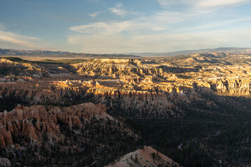 Scenic views of red rock and hoodoos at Bryce Canyon National Park in Utah.