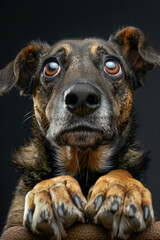 Adorable Dog with Big Eyes and Floppy Ears Looking Up