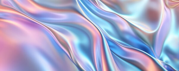Obraz premium Abstract iridescent background with flowing pastel colors, featuring smooth silk-like textures, perfect for modern design and digital art projects.