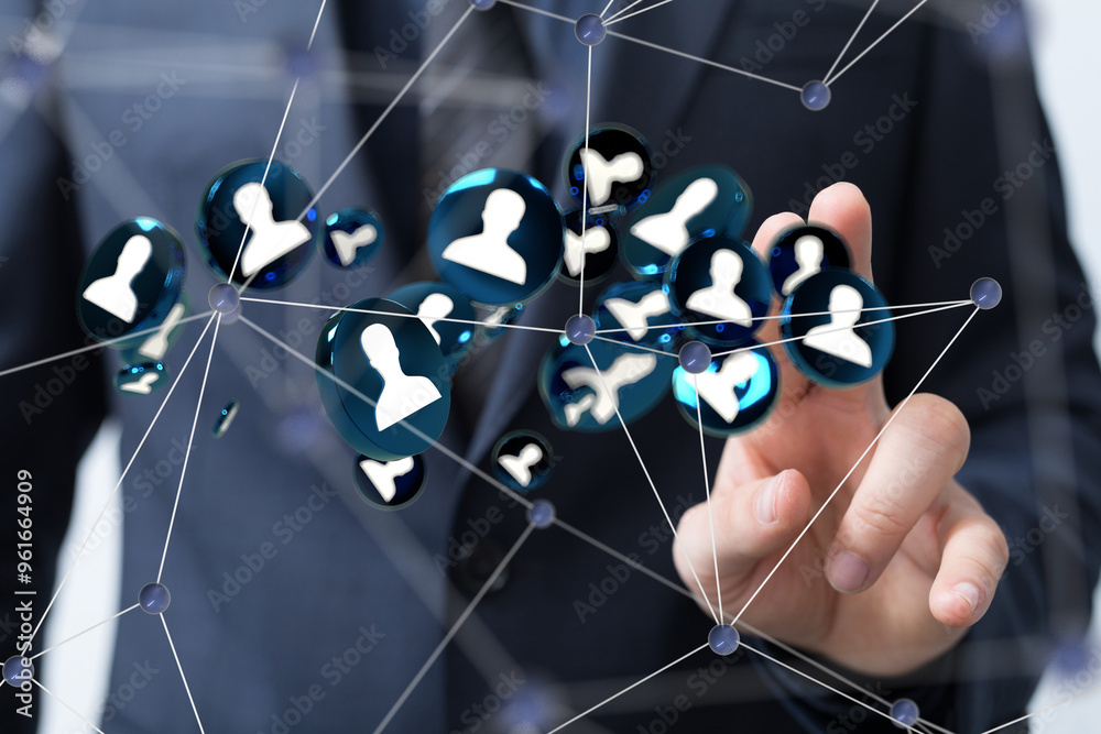 Fototapete using social network connection 3d rendering