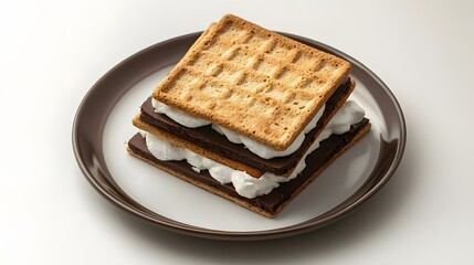Deliciously layered s'mores dessert on ceramic plate