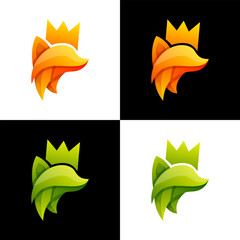 colorful wolf abstract  logo design