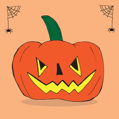 Hand drawn pumpkin patch illustration Halloween concept design.