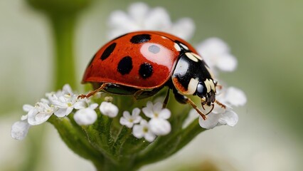 Fototapeta premium Ladybug, macro, flowers, botanical, foral, insects, flora, nature