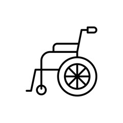 Wheelchair outline icons, minimalist vector illustration ,simple transparent graphic element .Isolated on white background