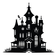Obraz premium Halloween Haunted House Silhouette