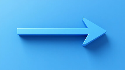 A 3D blue arrow pointing to the right on a solid blue background, symbolizing direction or forward movement