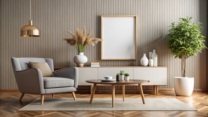 A sleek, minimalist living room with a low-profile sofa and geometric coffee table invites you to celebrate a