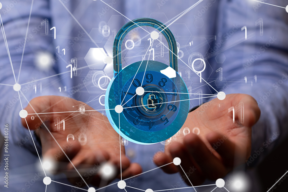Aufkleber personal data security illustrates cyber data or information
