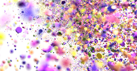  Colorful assorted confetti with serpentine on white