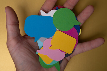 Handful of colorful speech bubbles ready for conversation