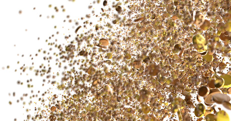 Enchanting Delight: Spectacular 3D Illustration Showcasing Enchanting gold Confetti