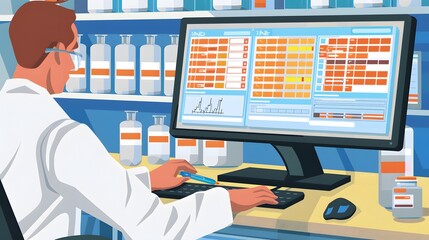 doctor working on a computer