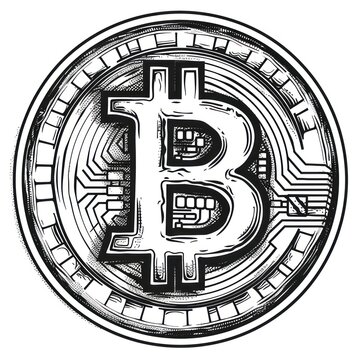 bitcoin coin black and white