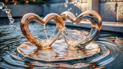 water flowing into heart shapes