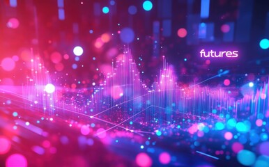 Futuristic stock market graph with glowing data points and digital elements representing economic growth and investment opportunities