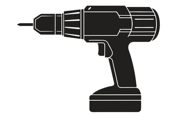 Drill icon, drill silhouette, Electric drill machine silhouette vector