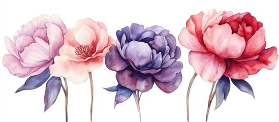 Elegant Watercolor Peonies: A Lush Floral Composition for Art Lovers