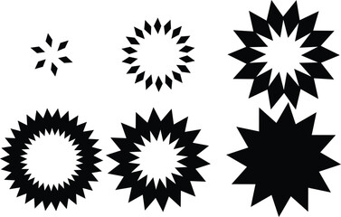 Sun, Sunrise, Sunset, Sunburst Icons. Pixel Perfect. Design Elements. For Mobile and Web. Dynamic Bright Sun Rays. Glowing Spark Sun Brust Starburst. Illustration drawing.