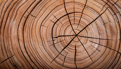 Fototapeta premium Texture of tree stump for background. Rough organic texture of tree rings with close up