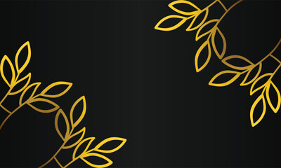 hand drawn gold leaf ornament black background