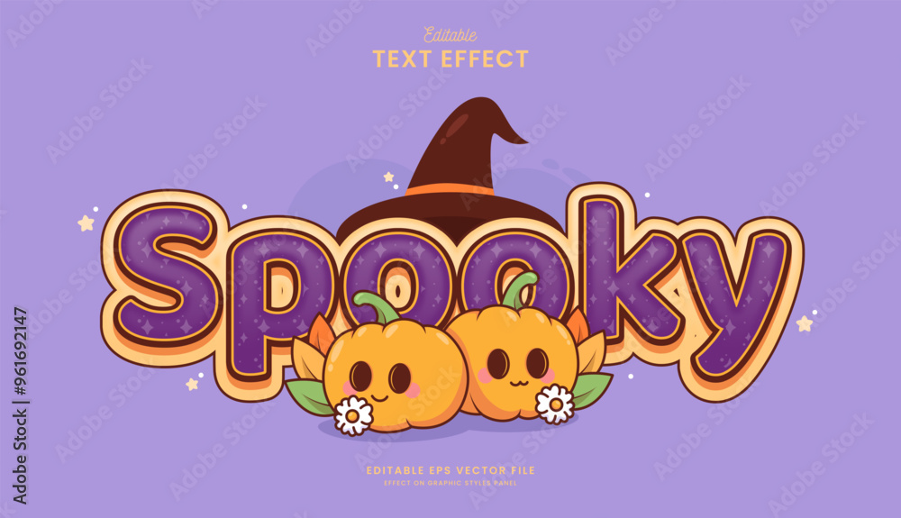 Wall mural decorative spooky pumpkin editable text effect design