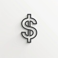 Obraz premium Simple black dollar sign with shadow on white background.
