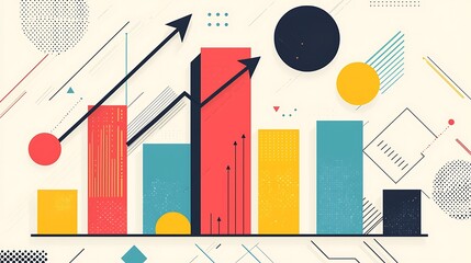 Obraz premium An abstract geometric pattern with arrows and charts, merging data visualization with artistic design.